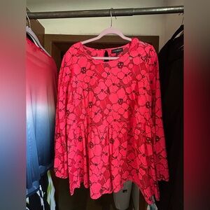 Lane Bryant Vibrant Pink Floral Lace Blouse